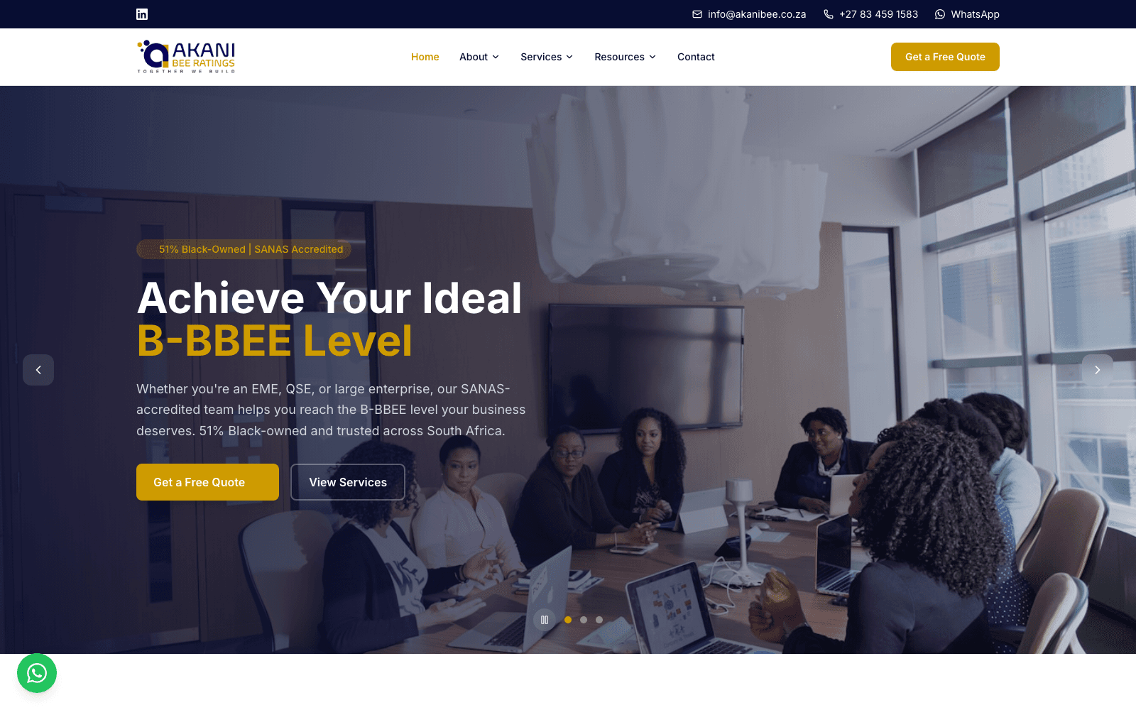 Screenshot of Akani BEE Ratings