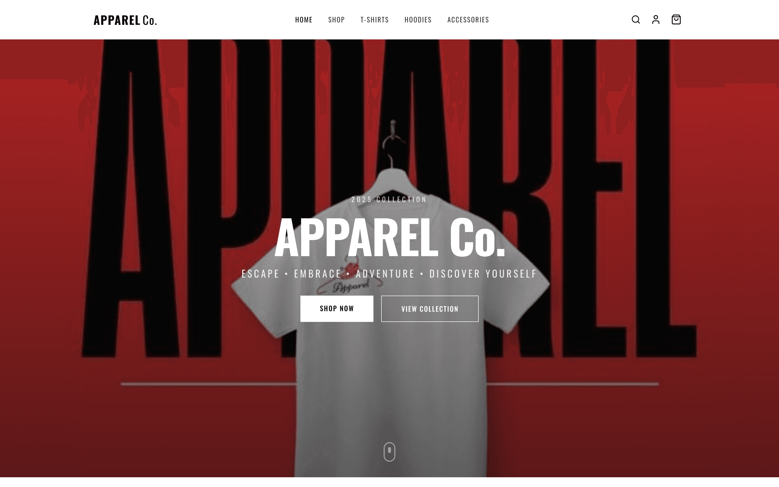 Screenshot of Apparel Co. — e-commerce platform