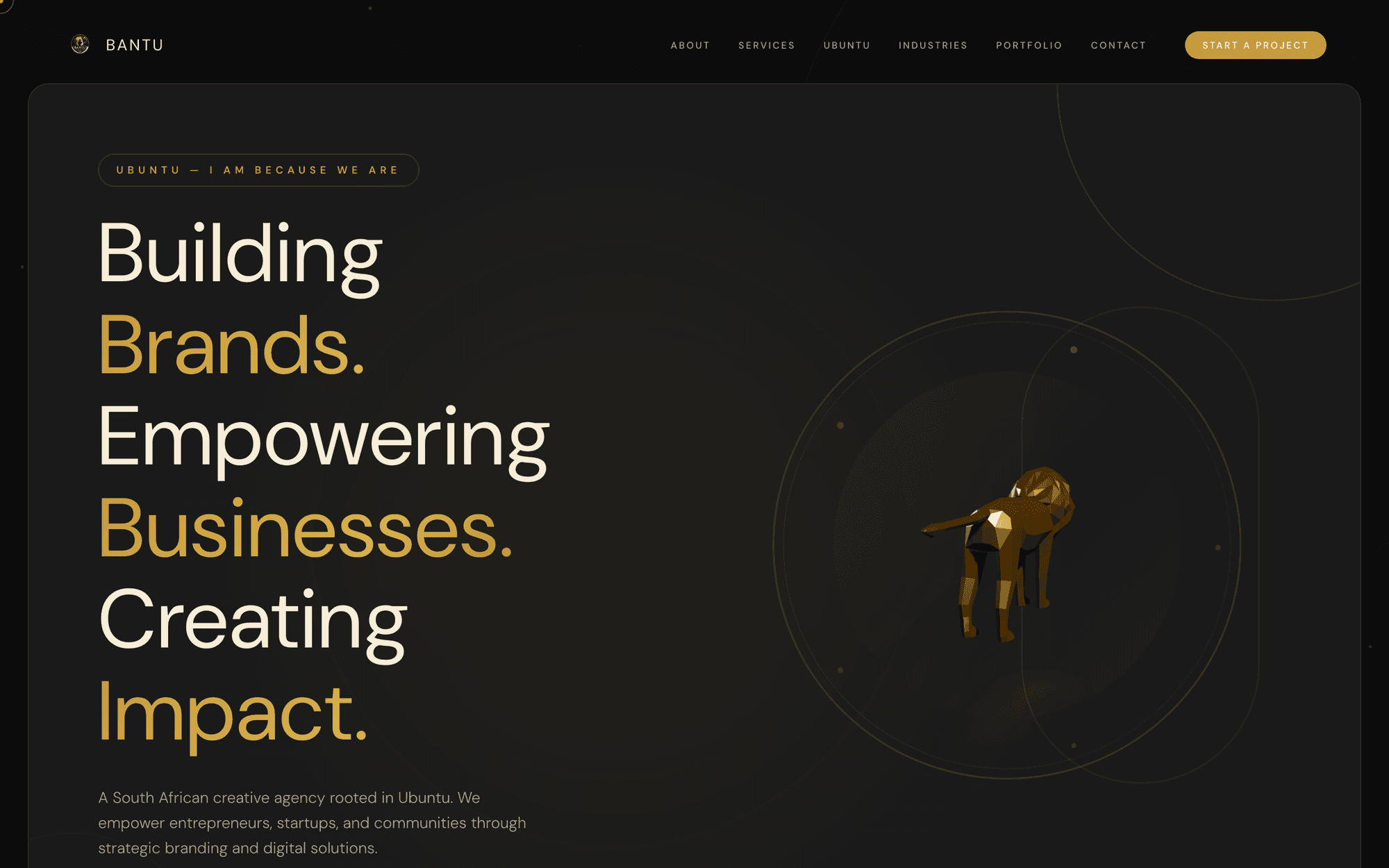 Screenshot of Bantu — creative agency platform