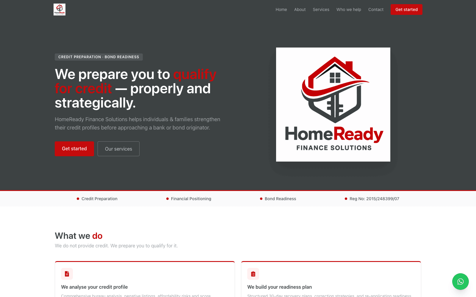 Screenshot of HomeReady Finance Solutions