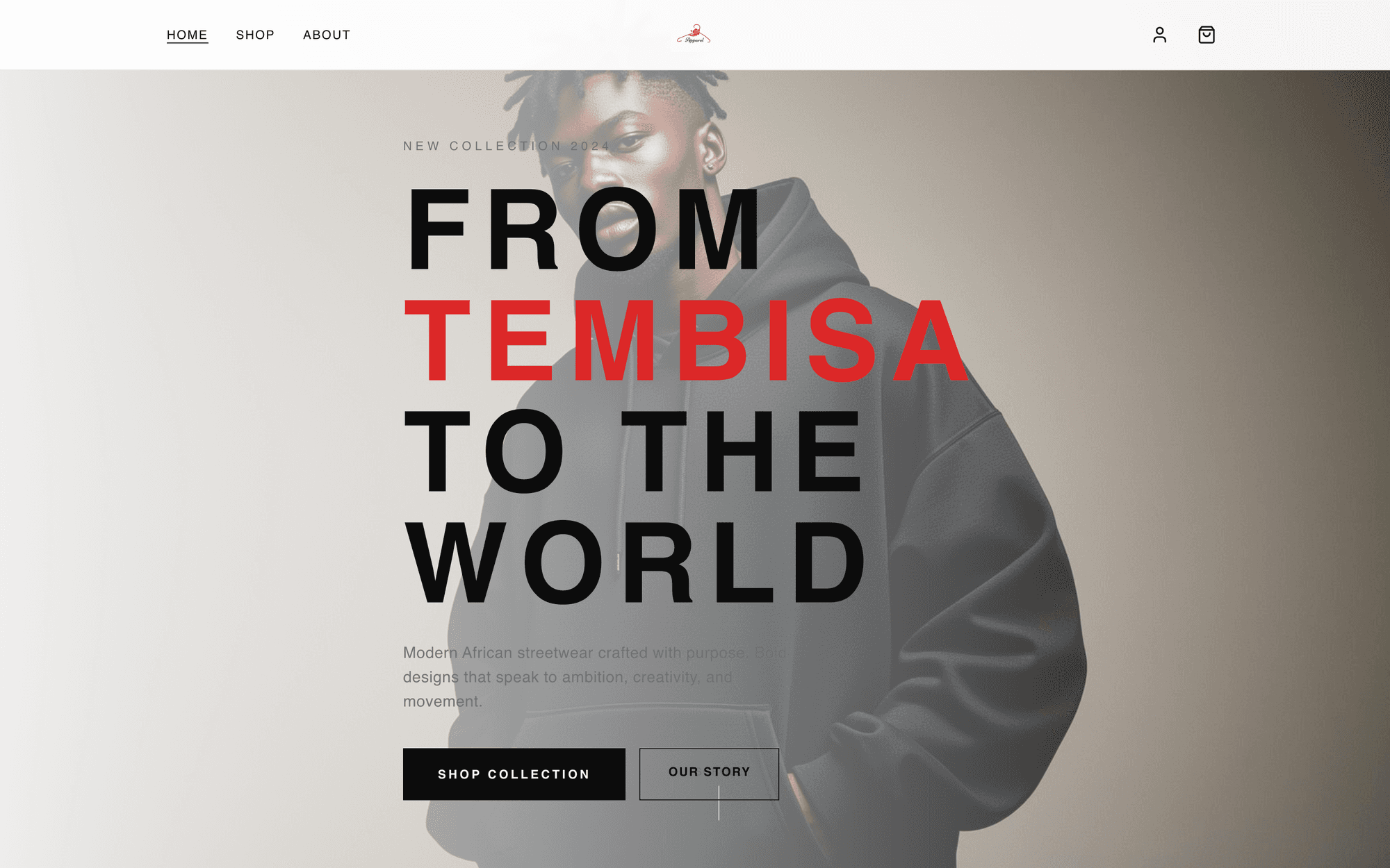 Screenshot of Tembisa Street — streetwear e-commerce